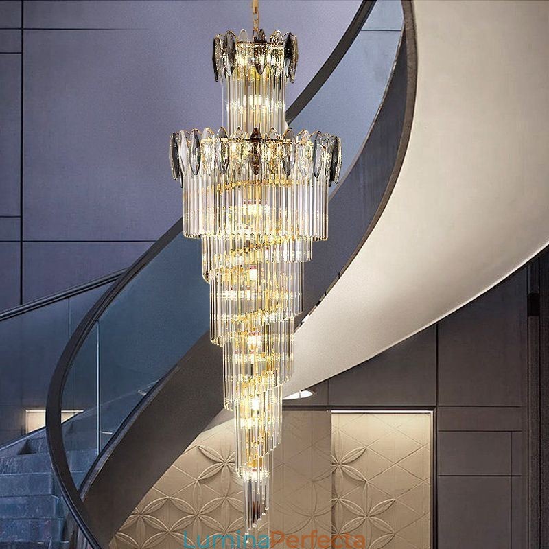 Plafoniera Decorativă Conică Duplex Crystal Pendant 70cm