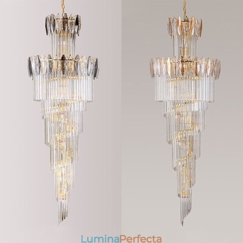 Plafoniera Decorativă Conică Duplex Crystal Pendant 70cm
