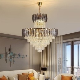 Plafoniera decorativă duplex cu pandantiv cu cristal 80cm
