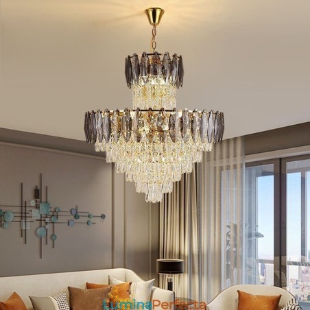 Plafoniera decorativă duplex cu pandantiv cu cristal 80cm