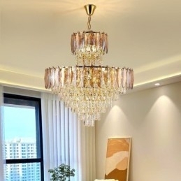 Plafoniera decorativă duplex cu pandantiv cu cristal 80cm