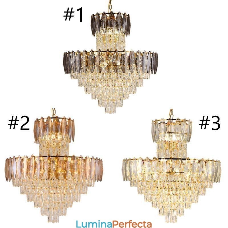 Plafoniera decorativă duplex cu pandantiv cu cristal 80cm