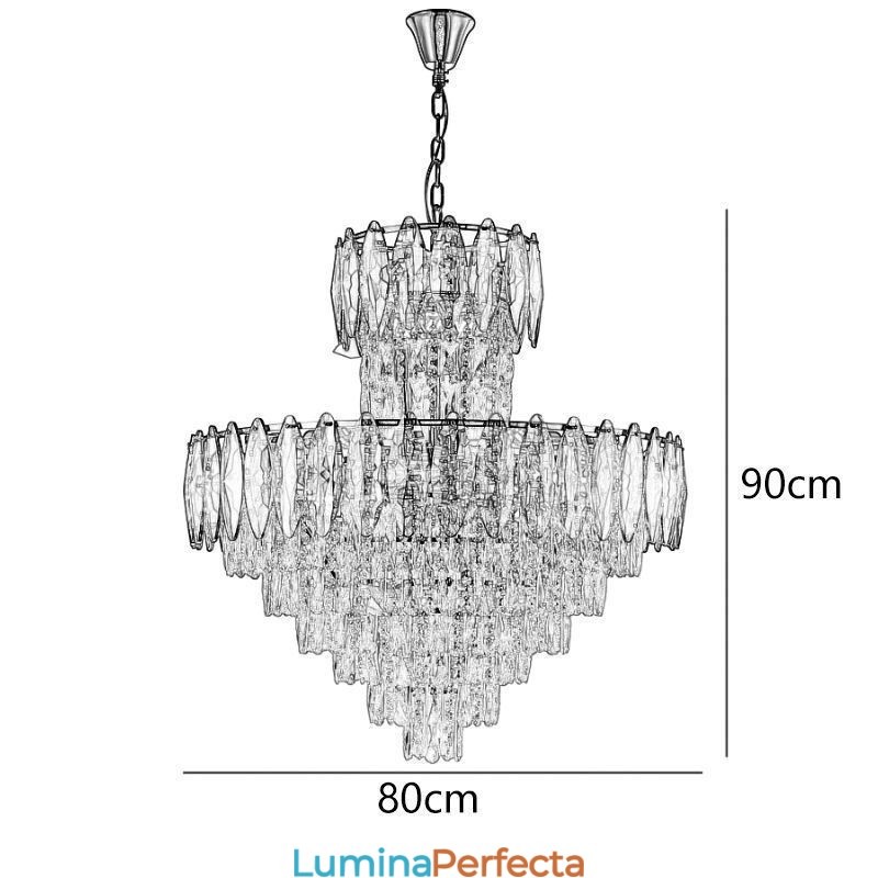 Plafoniera decorativă duplex cu pandantiv cu cristal 80cm