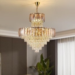Plafoniera decorativă duplex cu pandantiv cu cristal 80cm