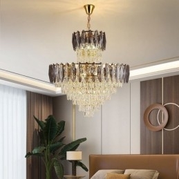 Plafoniera decorativă duplex cu pandantiv cu cristal 80cm