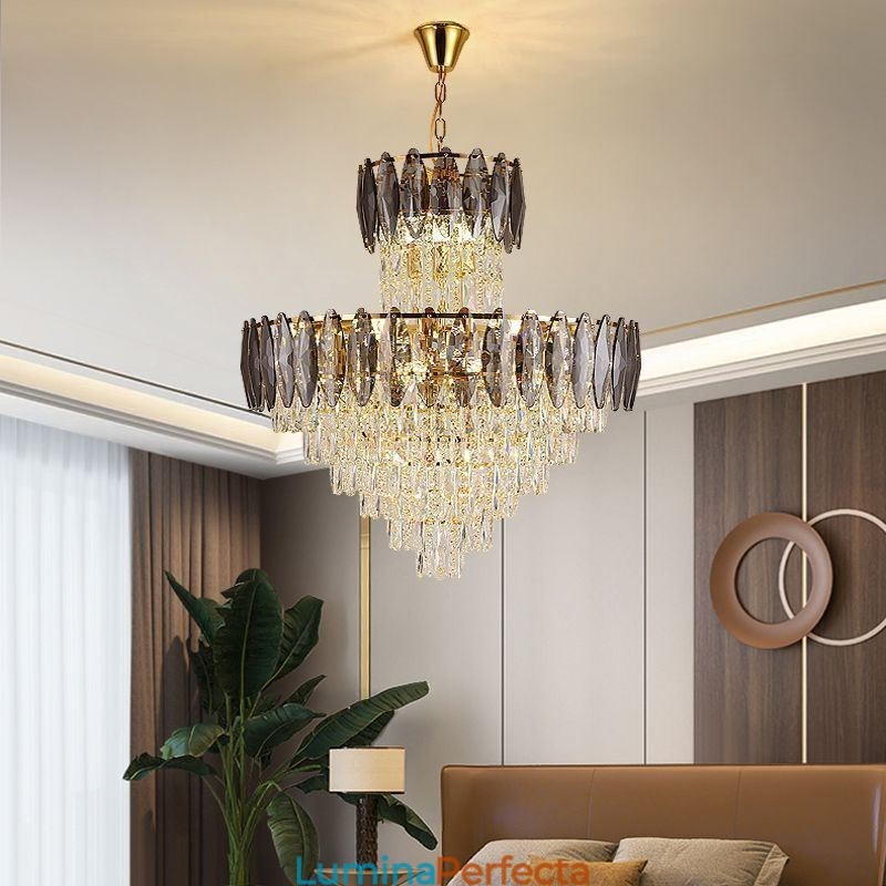 Plafoniera decorativă duplex cu pandantiv cu cristal 80cm