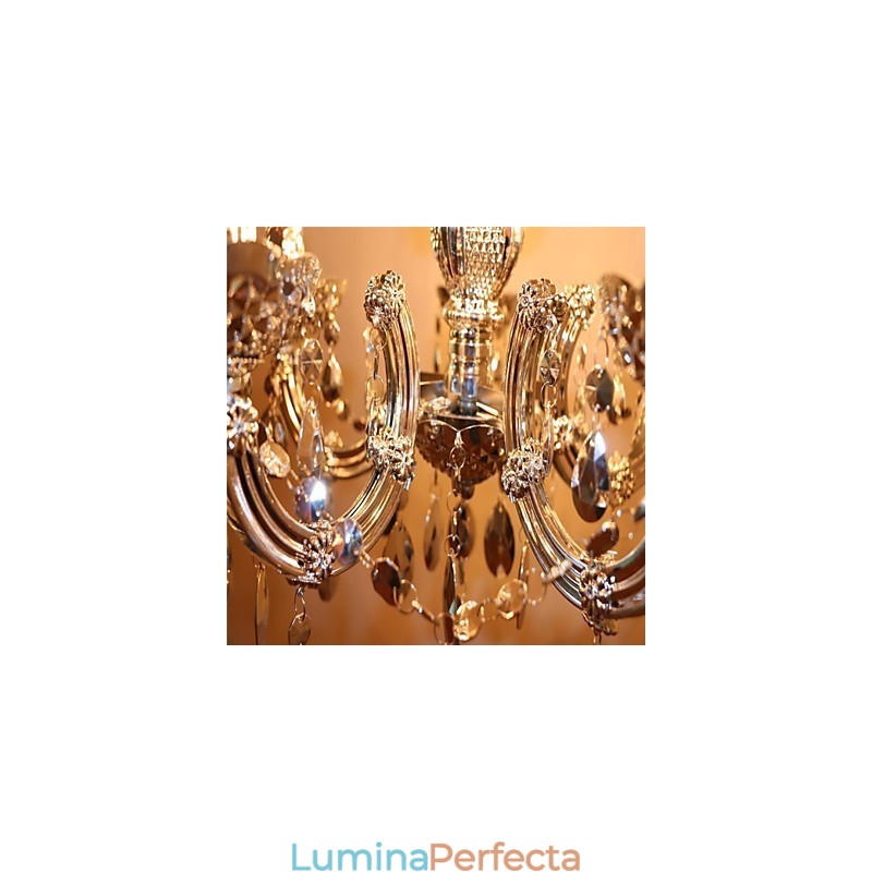 Candelabru modern în stil cristal acrilic argintiu cu 5 lumini