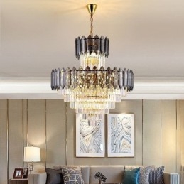 Plafoniera decorativă duplex cu pandantiv din cristal