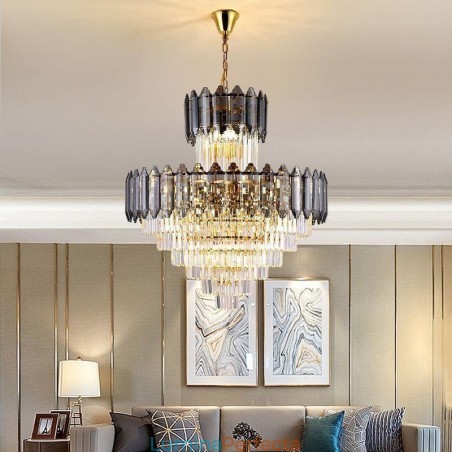 Plafoniera decorativă duplex cu pandantiv din cristal Plafoniera decorativă duplex cu pandantiv din cristal