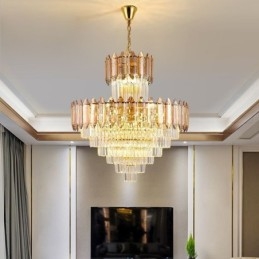 Plafoniera decorativă duplex cu pandantiv din cristal