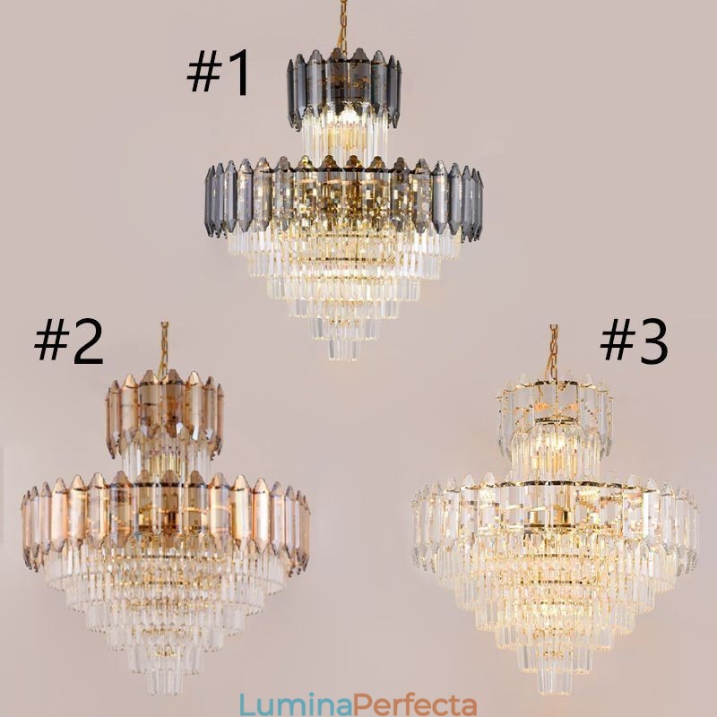 Plafoniera decorativă duplex cu pandantiv din cristal