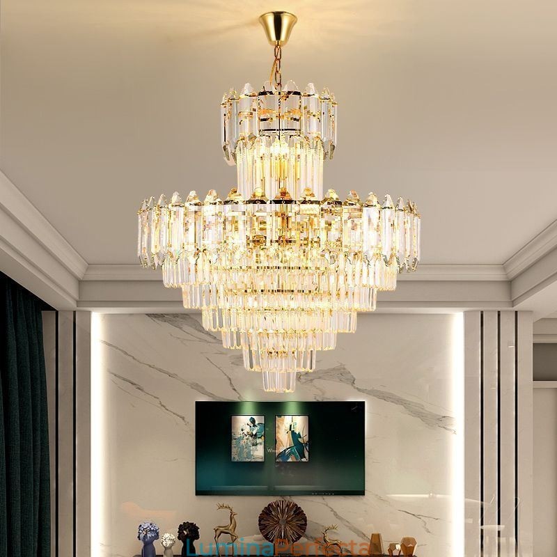 Plafoniera decorativă duplex cu pandantiv din cristal