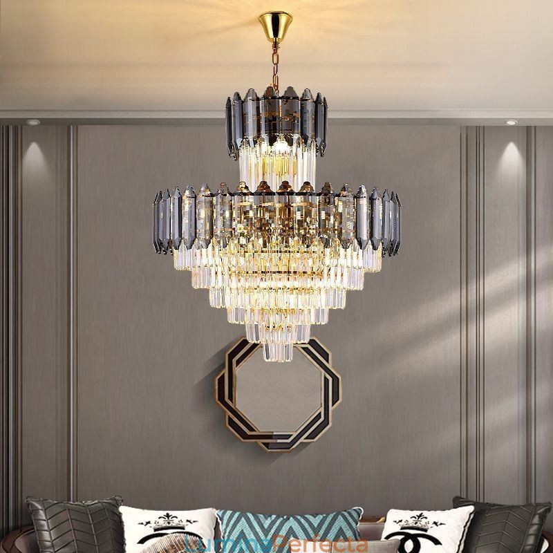 Plafoniera decorativă duplex cu pandantiv din cristal