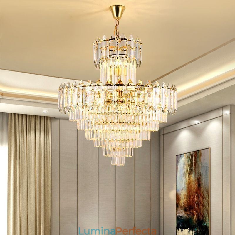 Plafoniera decorativă duplex cu pandantiv din cristal