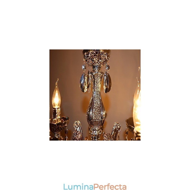 Candelabru modern în stil cristal acrilic argintiu cu 5 lumini