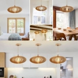 Plafoniera din lemn de tijol 17cm Abajur din lemn oval