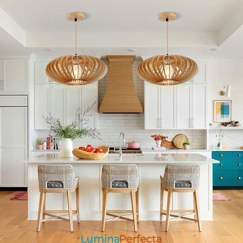 Plafoniera din lemn de tijol 17cm Abajur din lemn oval