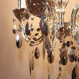 Candelabru modern în stil cristal acrilic argintiu cu 5 lumini