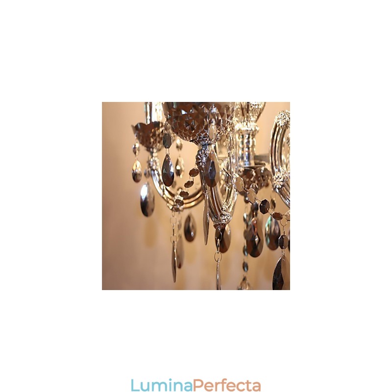 Candelabru modern în stil cristal acrilic argintiu cu 5 lumini