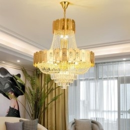 Lampă suspendată din cristal auriu Plafoniera decorativă elegantă