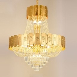 Lampă suspendată din cristal auriu Plafoniera decorativă elegantă