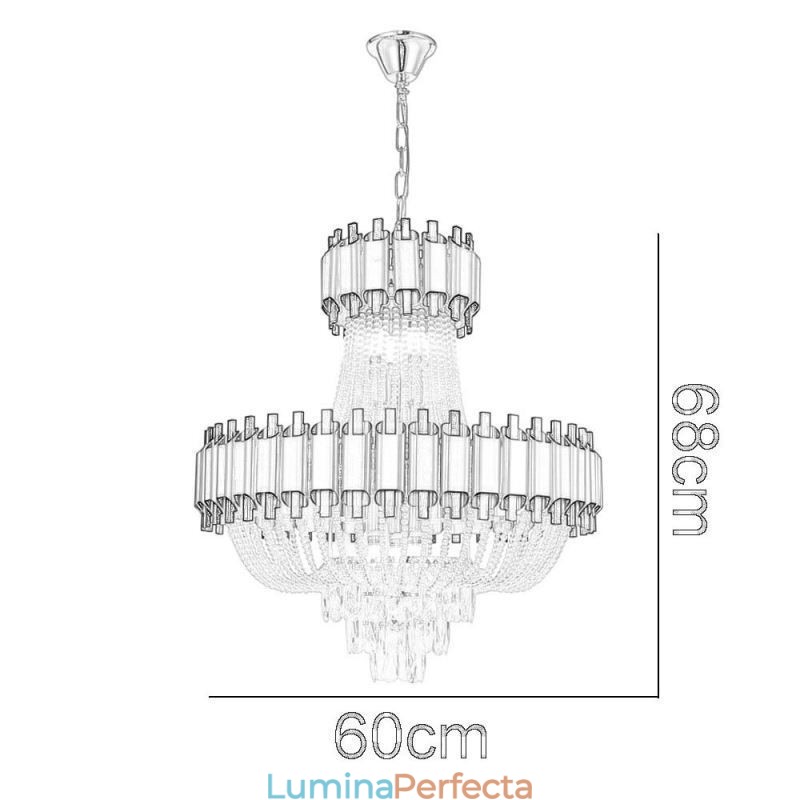 Plafoniera cu pandantiv din cristal auriu de lux