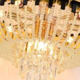 Plafoniera cu pandantiv din cristal auriu de lux