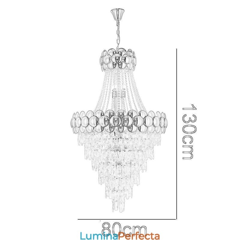 Plafoniera cu pandantiv din cristal galvanizat cu aur Duplex de lux Decrative Plafoniera 80cm