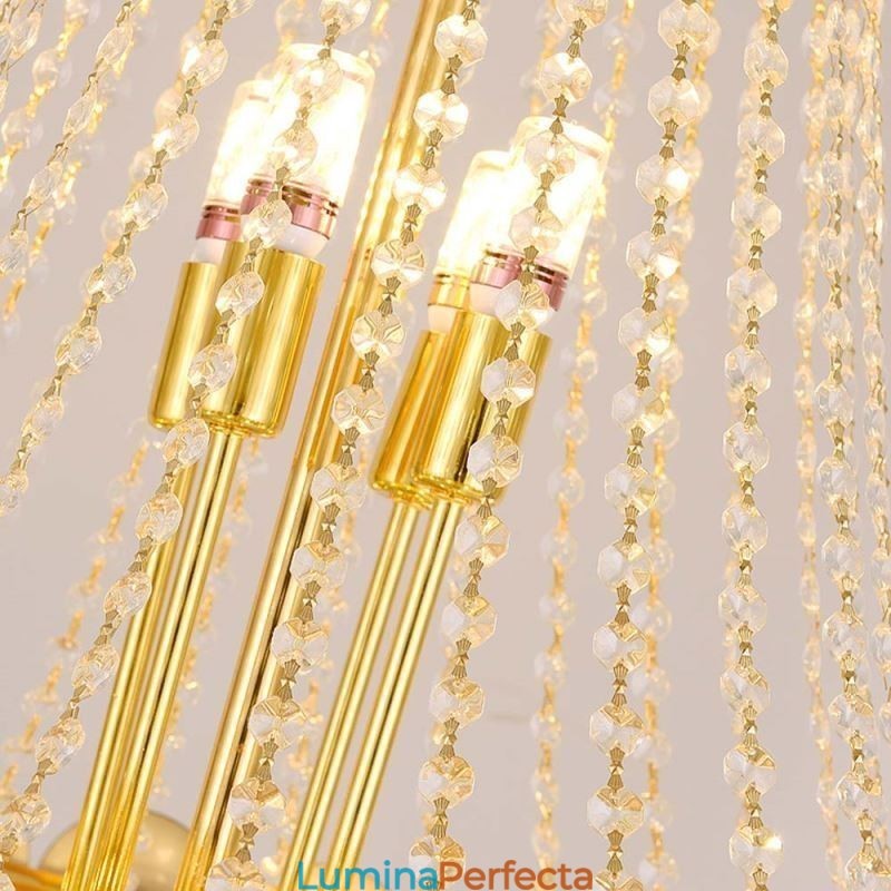 Plafoniera cu pandantiv din cristal galvanizat cu aur Duplex de lux Decrative Plafoniera 80cm