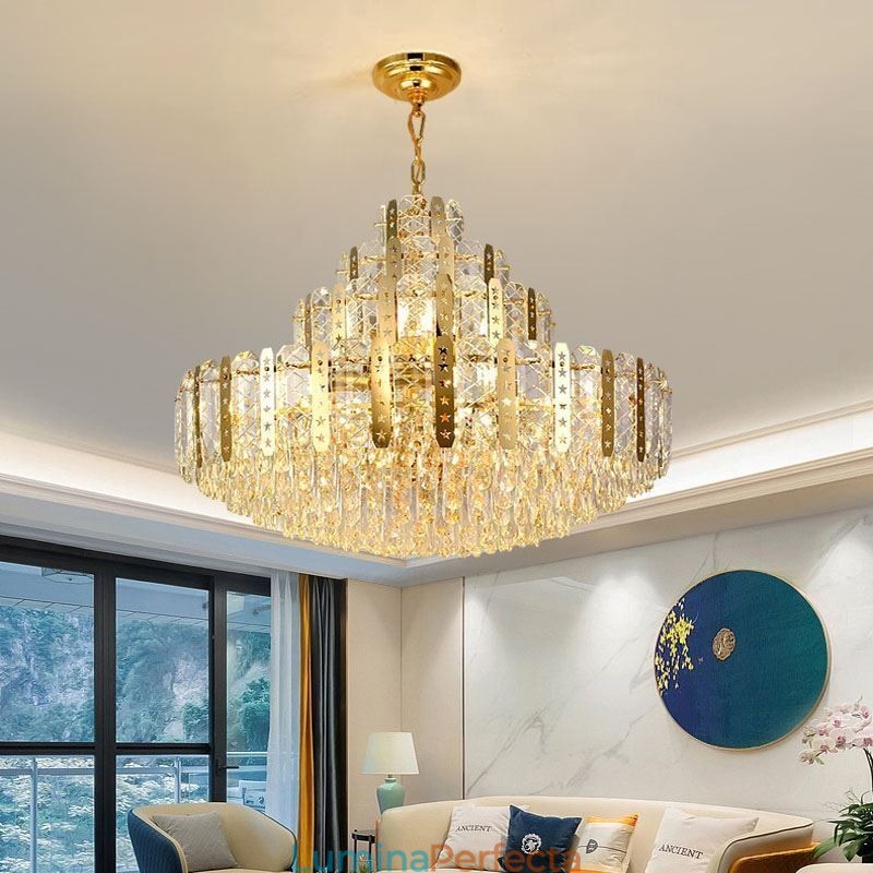 Plafoniera decorativă de lux de la etajul 4 cu tăbliță de fier auriu