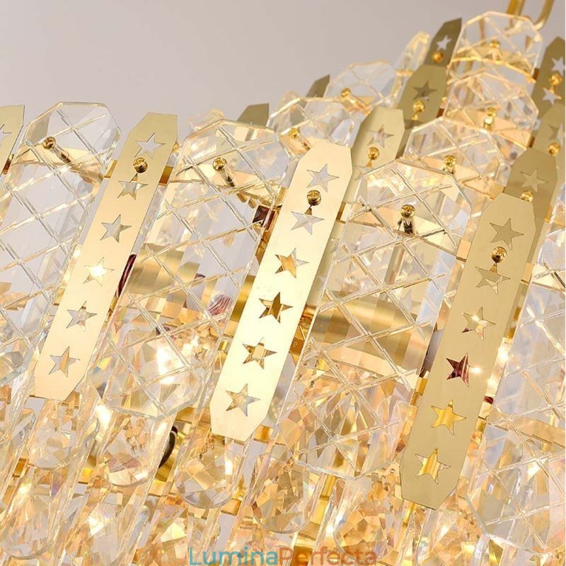 Plafoniera decorativă de lux de la etajul 4 cu tăbliță de fier auriu
