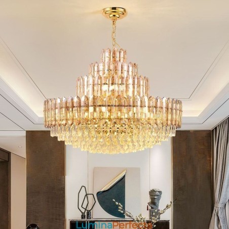 Plafoniera Decrativa de lux cu patru straturi de cristal 80cm Plafoniera Decrativa de lux cu patru straturi de cristal 80cm