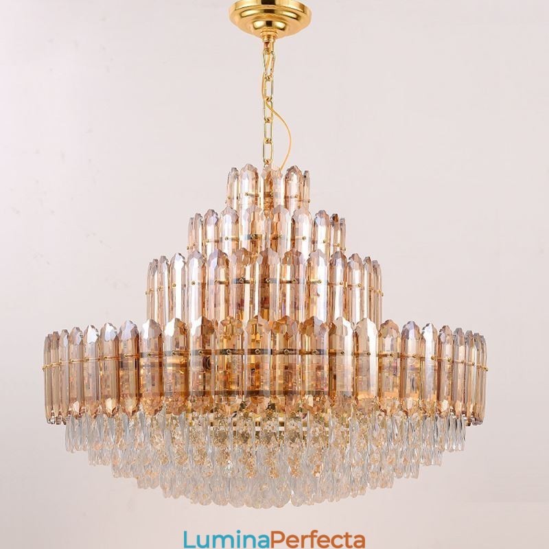 Plafoniera Decrativa de lux cu patru straturi de cristal 80cm