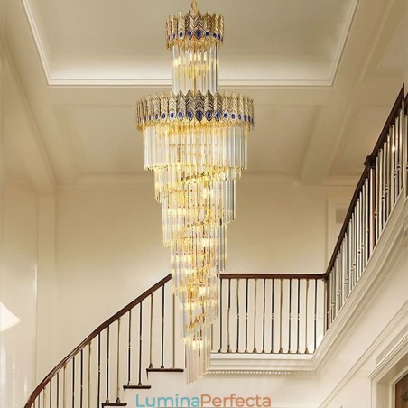 Lampă suspendată din cristal auriu Plafoniera cu abajur din coadă Phoenix din aur galvanizat Lampă suspendată din cristal auriu Plafoniera cu abajur din coadă Phoenix din aur galvanizat