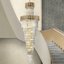 Lampă suspendată din cristal auriu Plafoniera cu abajur din coadă Phoenix din aur galvanizat