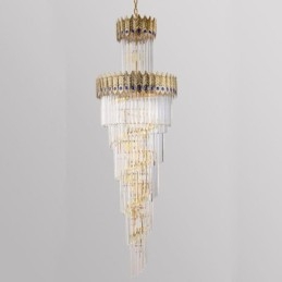 Lampă suspendată din cristal auriu Plafoniera cu abajur din coadă Phoenix din aur galvanizat