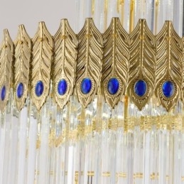 Lampă suspendată din cristal auriu Plafoniera cu abajur din coadă Phoenix din aur galvanizat