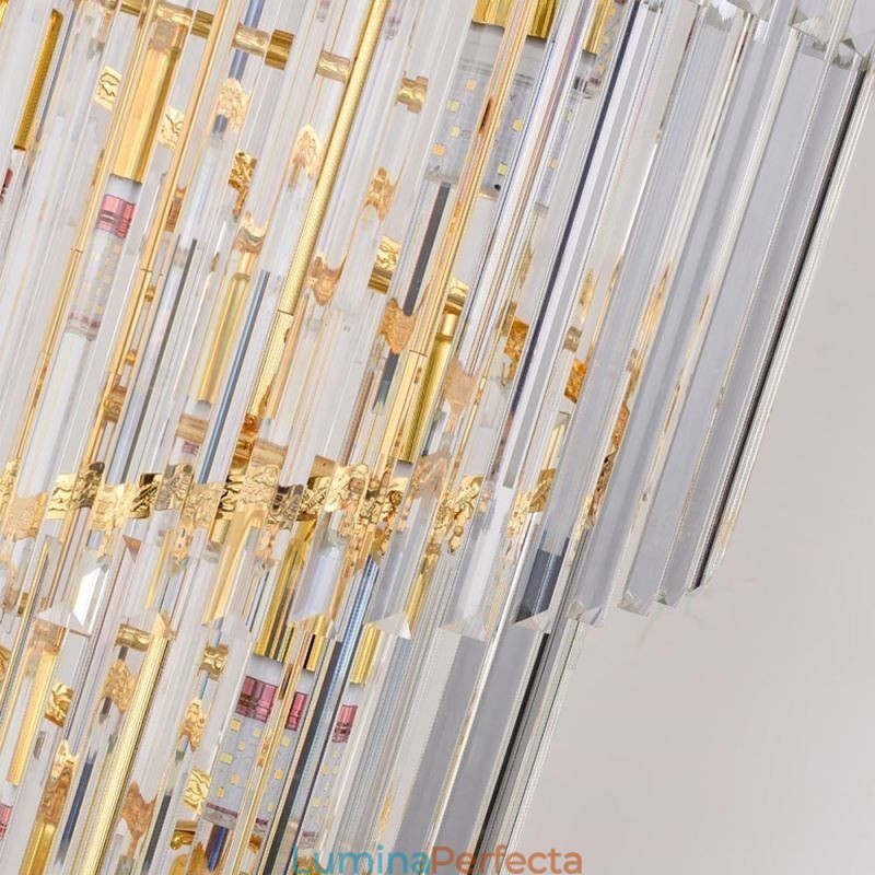 Lampă suspendată din cristal auriu Plafoniera cu abajur din coadă Phoenix din aur galvanizat
