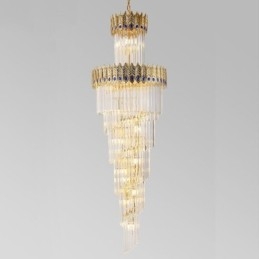 Lampă suspendată din cristal auriu Plafoniera cu abajur din coadă Phoenix din aur galvanizat