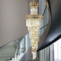 Lampă suspendată din cristal auriu Plafoniera cu abajur din coadă Phoenix din aur galvanizat