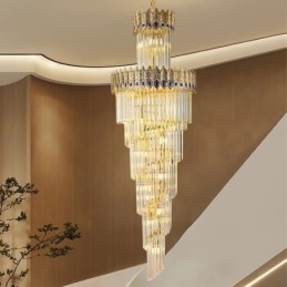 Lampă suspendată din cristal auriu Plafoniera cu abajur din coadă Phoenix din aur galvanizat