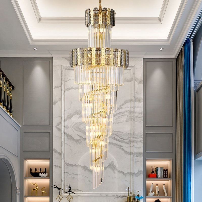 Lampă suspendată din cristal auriu Plafoniera decorativă de lux 60*H180cm
