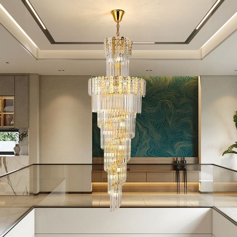 Lampă suspendată din cristal auriu Plafoniera decorativă de lux 60*H180cm