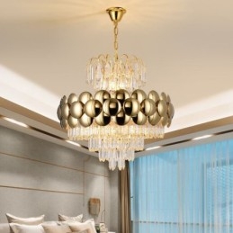 Plafoniera cu pandantiv din cristal galvanizat cu Aur Plafoniera decorativă de lux 60cm