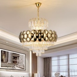 Plafoniera cu pandantiv din cristal galvanizat cu Aur Plafoniera decorativă de lux 60cm