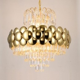Plafoniera cu pandantiv din cristal galvanizat cu Aur Plafoniera decorativă de lux 60cm