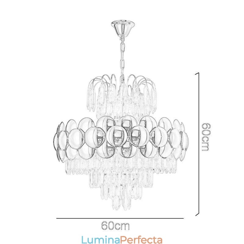 Plafoniera cu pandantiv din cristal galvanizat cu Aur Plafoniera decorativă de lux 60cm