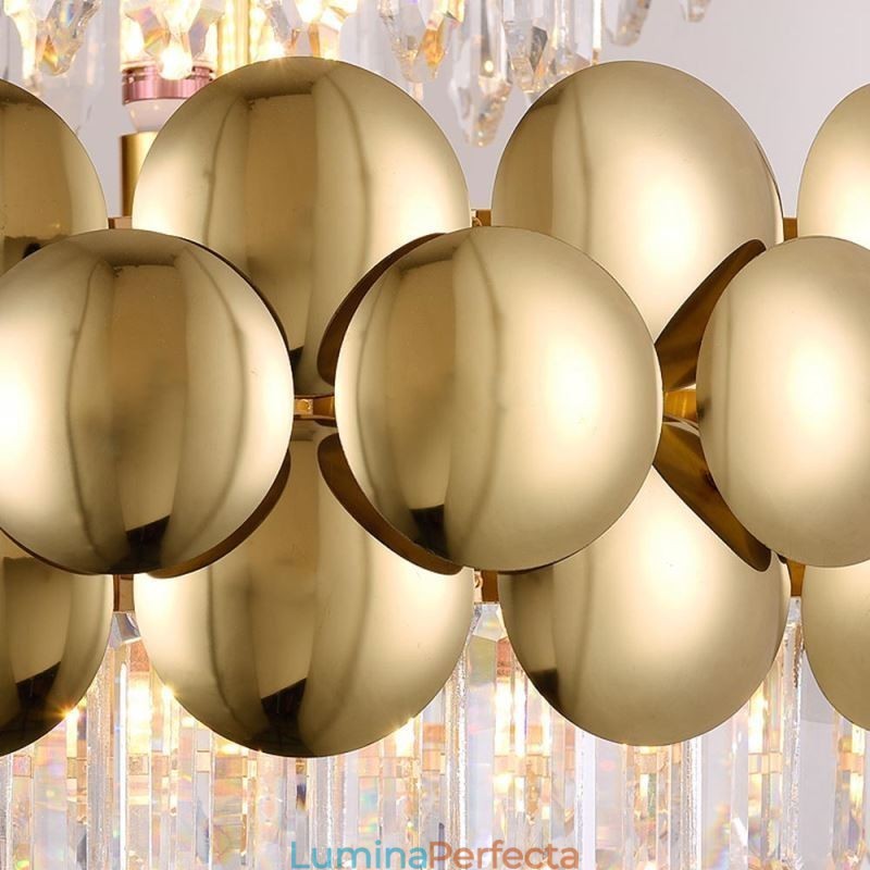 Plafoniera cu pandantiv din cristal galvanizat cu Aur Plafoniera decorativă de lux 60cm