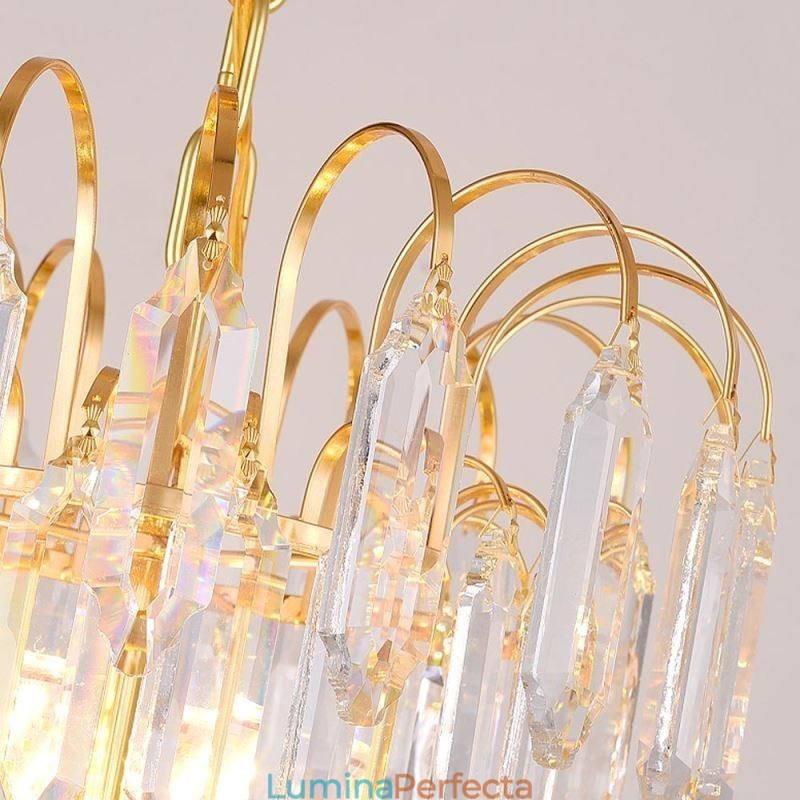 Plafoniera cu pandantiv din cristal galvanizat cu Aur Plafoniera decorativă de lux 60cm