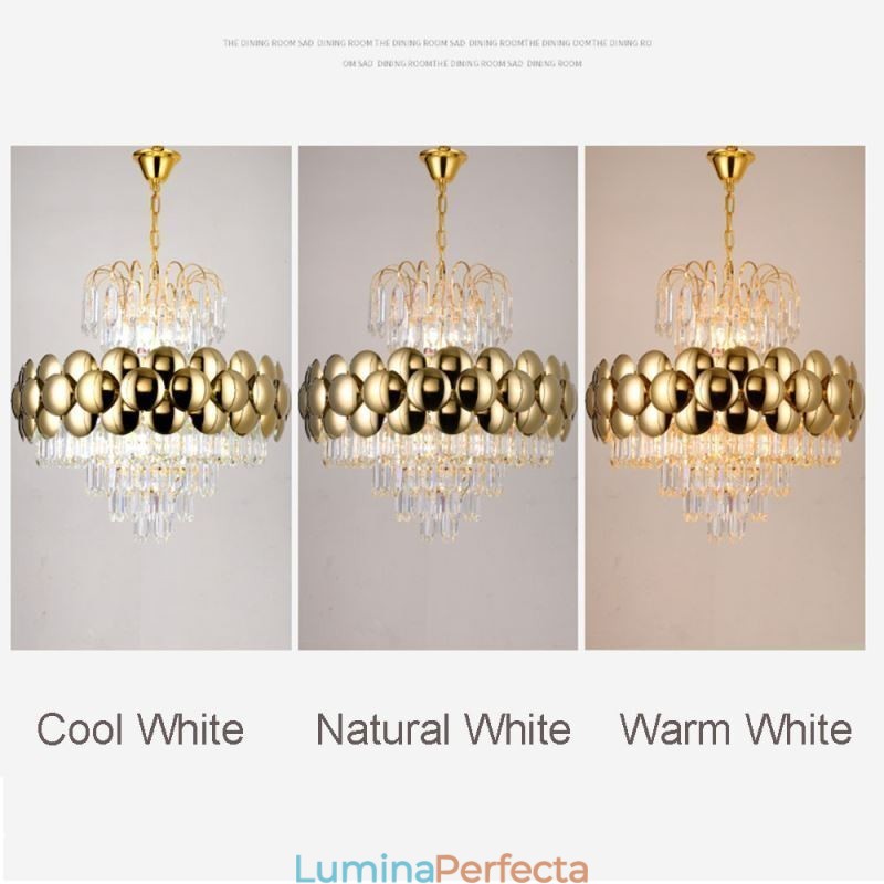 Plafoniera cu pandantiv din cristal galvanizat cu Aur Plafoniera decorativă de lux 60cm